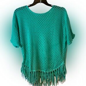 Teal Fringe Women's Sweater